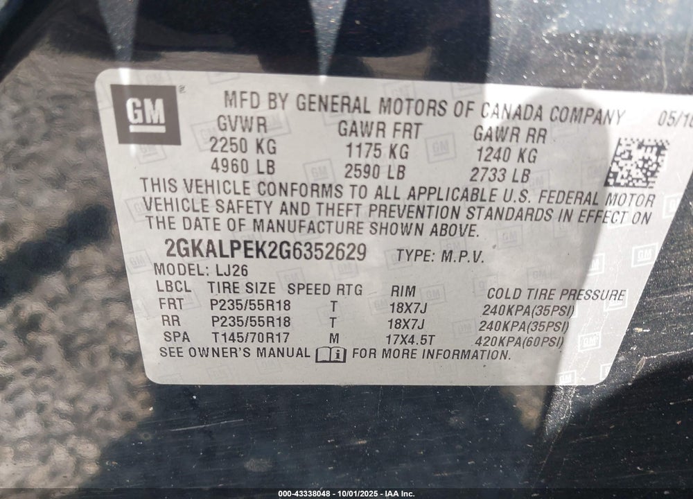 2016 GMC TERRAIN SLT VIN: 2GKALPEK2G6352629