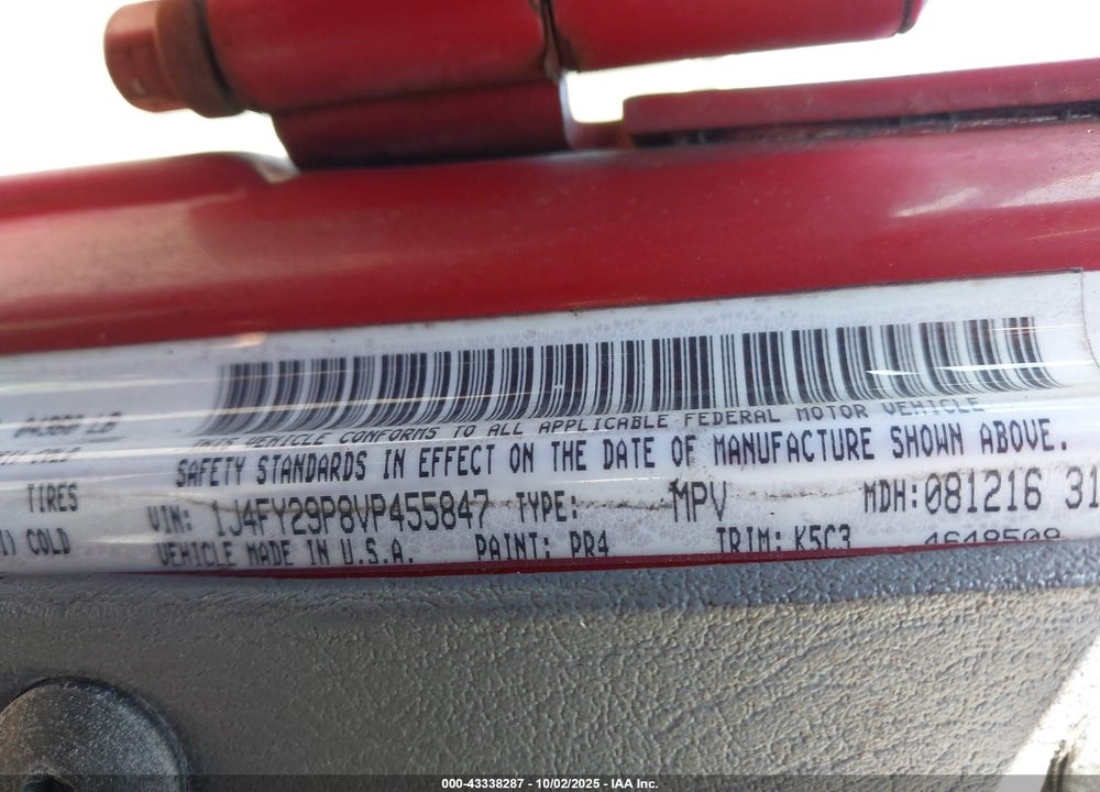 1997 JEEP WRANGLER SE VIN: 1J4FY29P8VP455847