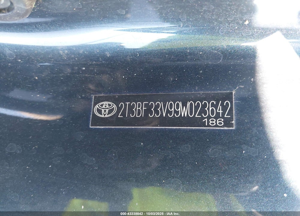 2009 TOYOTA RAV4 VIN: 2T3BF33V99W023642