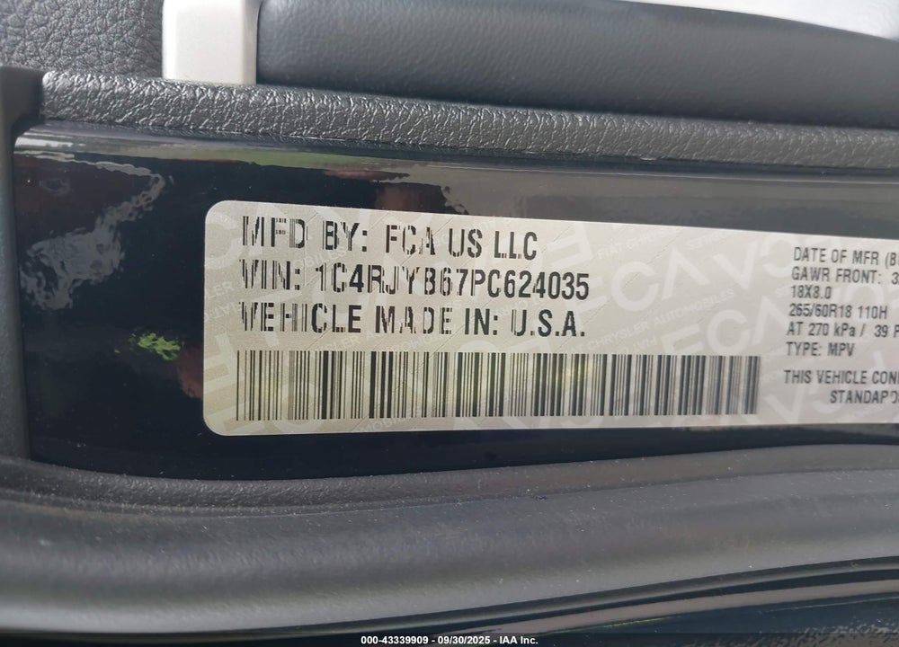 2023 JEEP GRAND CHEROKEE VIN: 1C4RJYB67PC624035