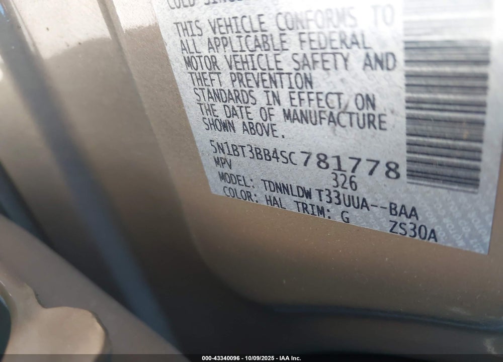 2025 NISSAN ROGUE VIN: 5N1BT3BB4SC781778