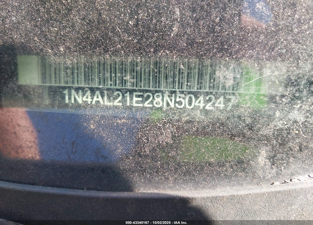 2008 NISSAN ALTIMA VIN: 1N4AL21E28N504247