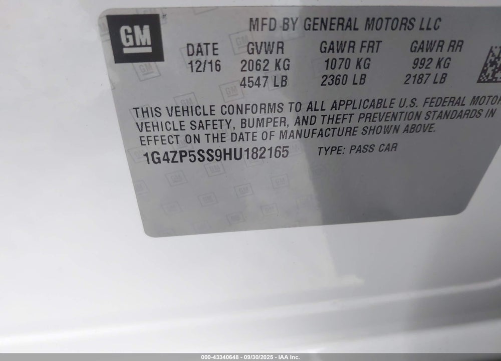 2017 BUICK LACROSSE ESSENCE VIN: 1G4ZP5SS9HU182165