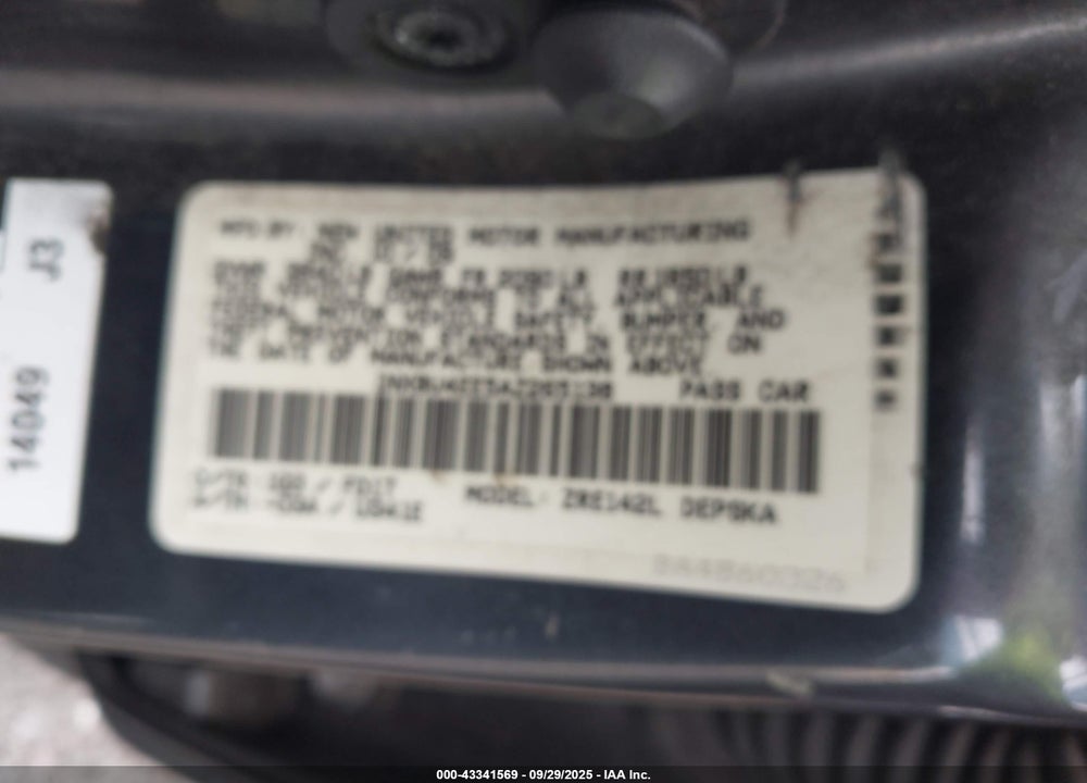 2010 TOYOTA COROLLA VIN: 1NXBU4EE5AZ265138