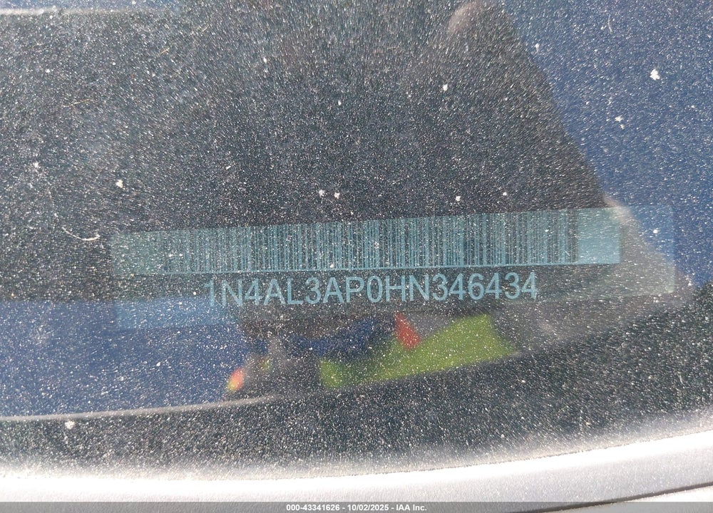 2017 NISSAN ALTIMA VIN: 1N4AL3AP0HN346434