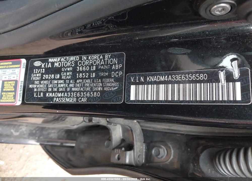 2014 KIA RIO VIN: KNADM4A33E6356580
