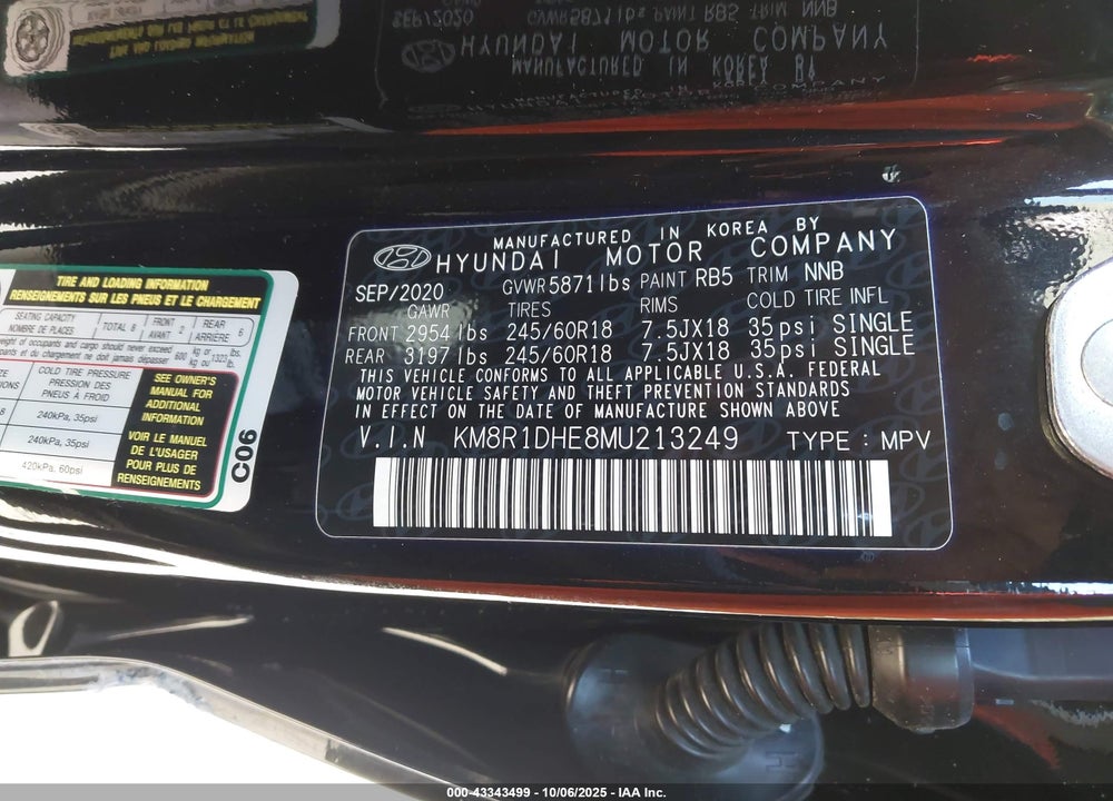 2021 HYUNDAI PALISADE SE VIN: KM8R1DHE8MU213249