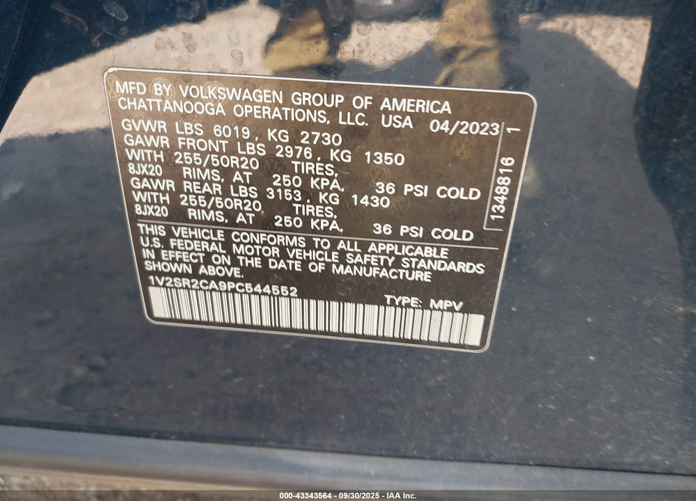 2023 VOLKSWAGEN ATLAS 3.6L V6 SEL R-LINE BLACK VIN: 1V2SR2CA9PC544552