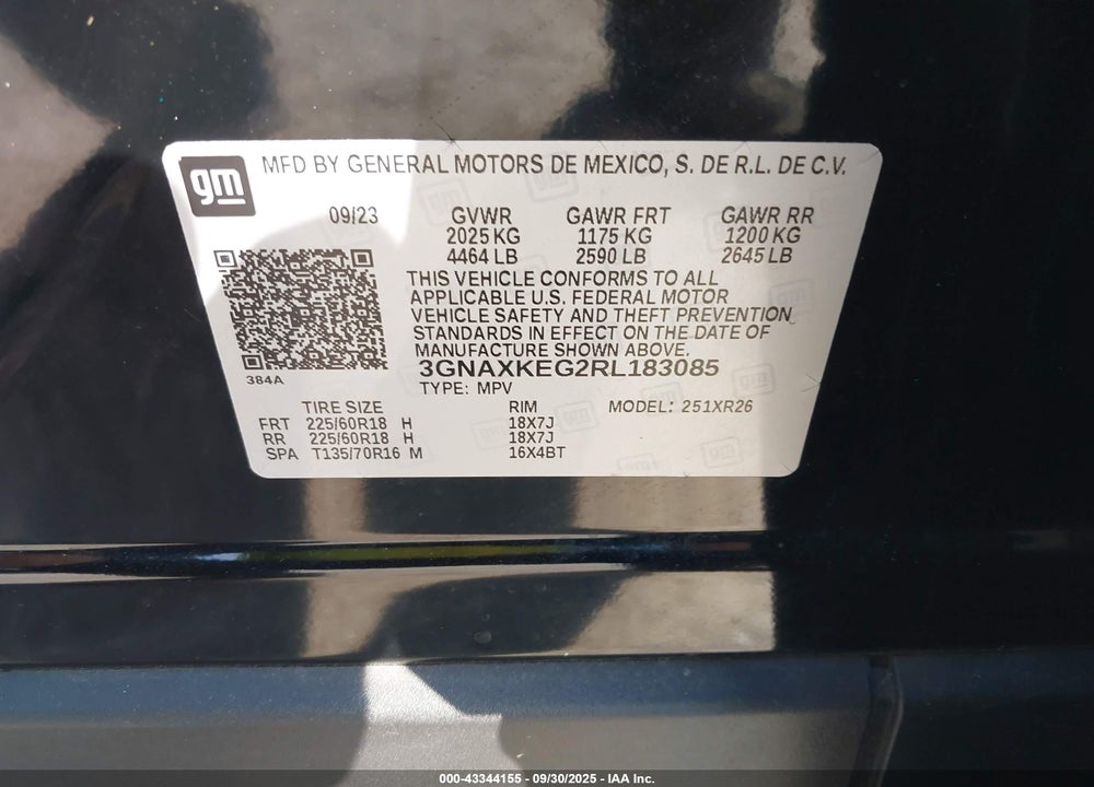 2024 CHEVROLET EQUINOX VIN: 3GNAXKEG2RL183085