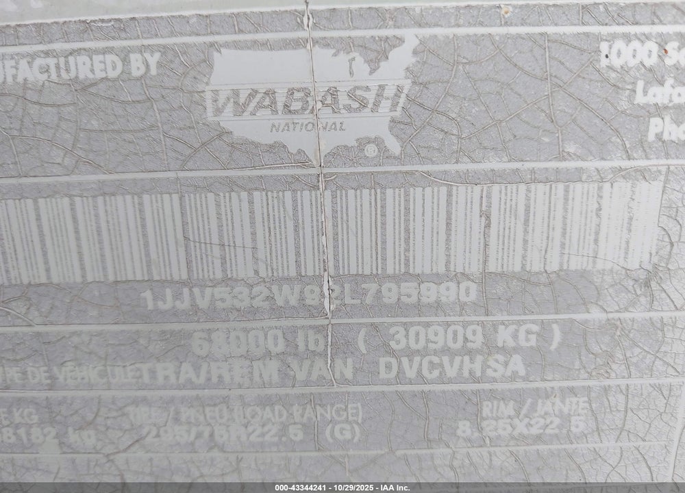 2002 WABASH NATIONAL CORP UNKNOWN VIN: 1JJV532W92L795990