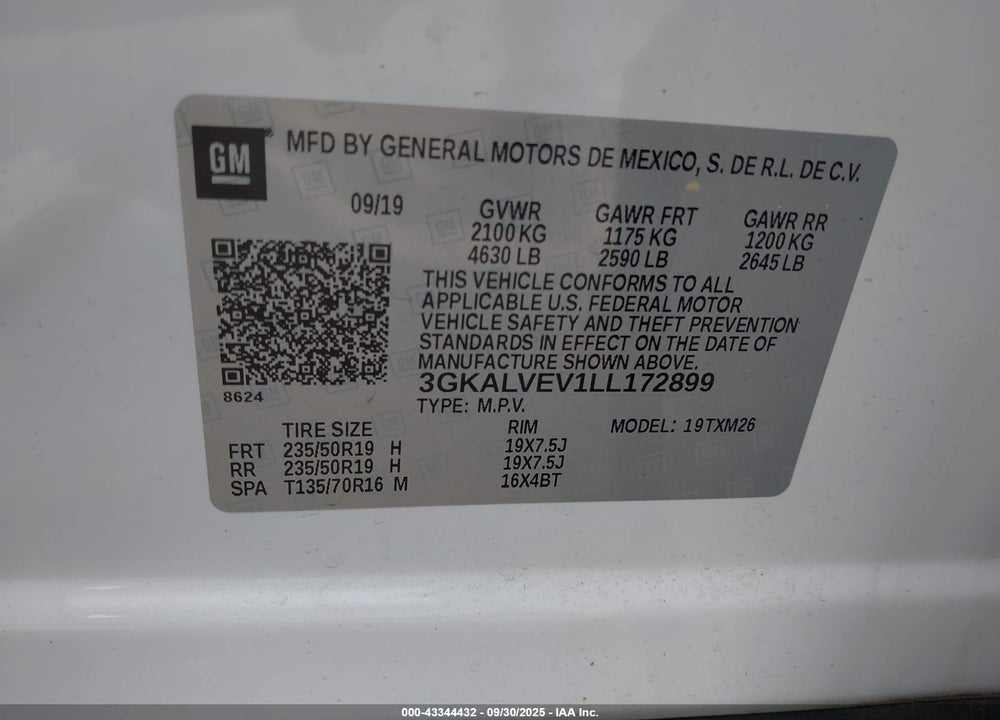2020 GMC TERRAIN VIN: 3GKALVEV1LL172899