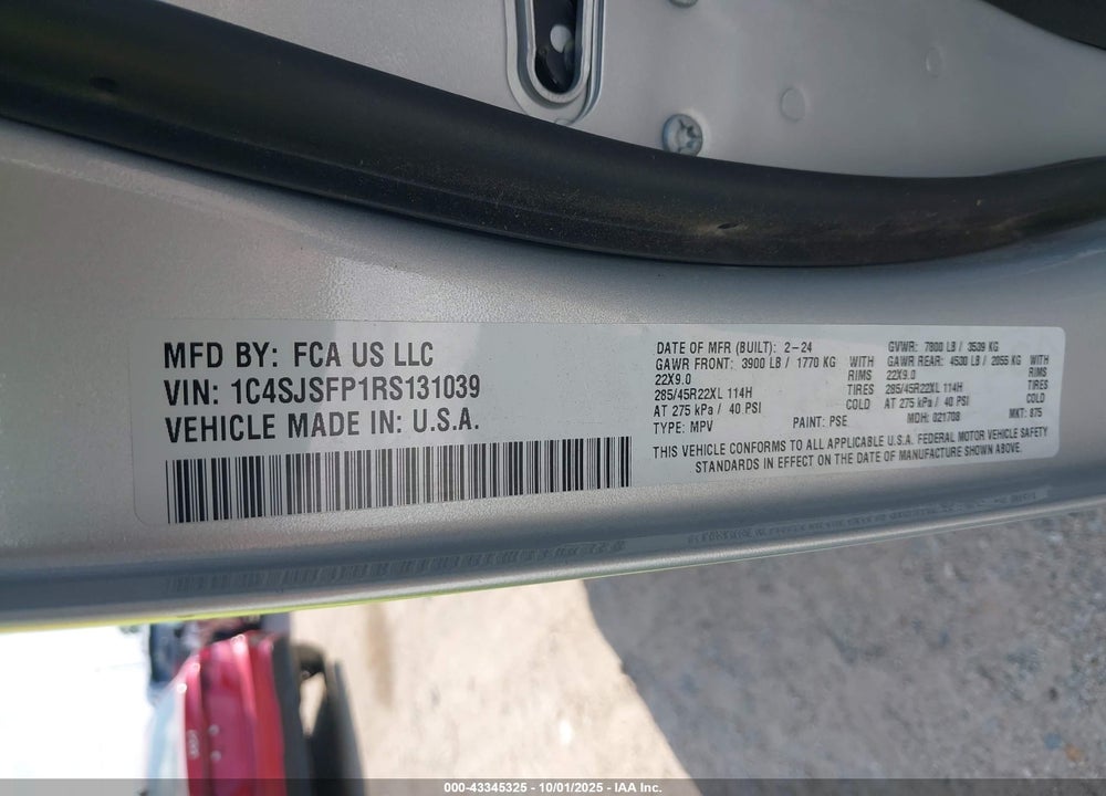 2024 JEEP GRAND WAGONEER L SERIES II 4X4 VIN: 1C4SJSFP1RS131039
