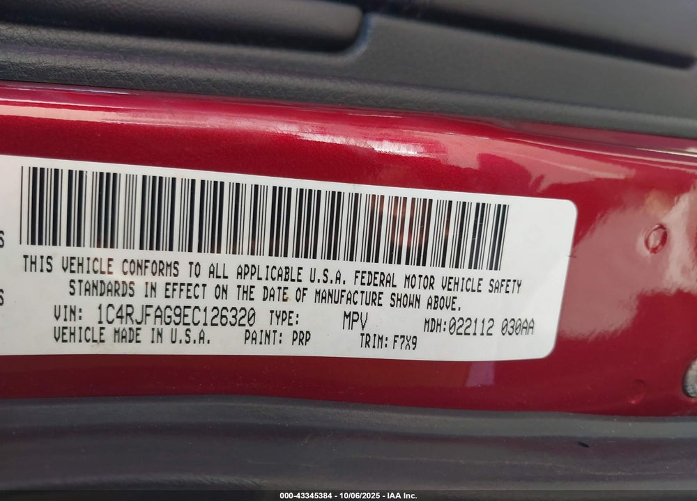 2014 JEEP GRAND CHEROKEE VIN: 1C4RJFAG9EC126320