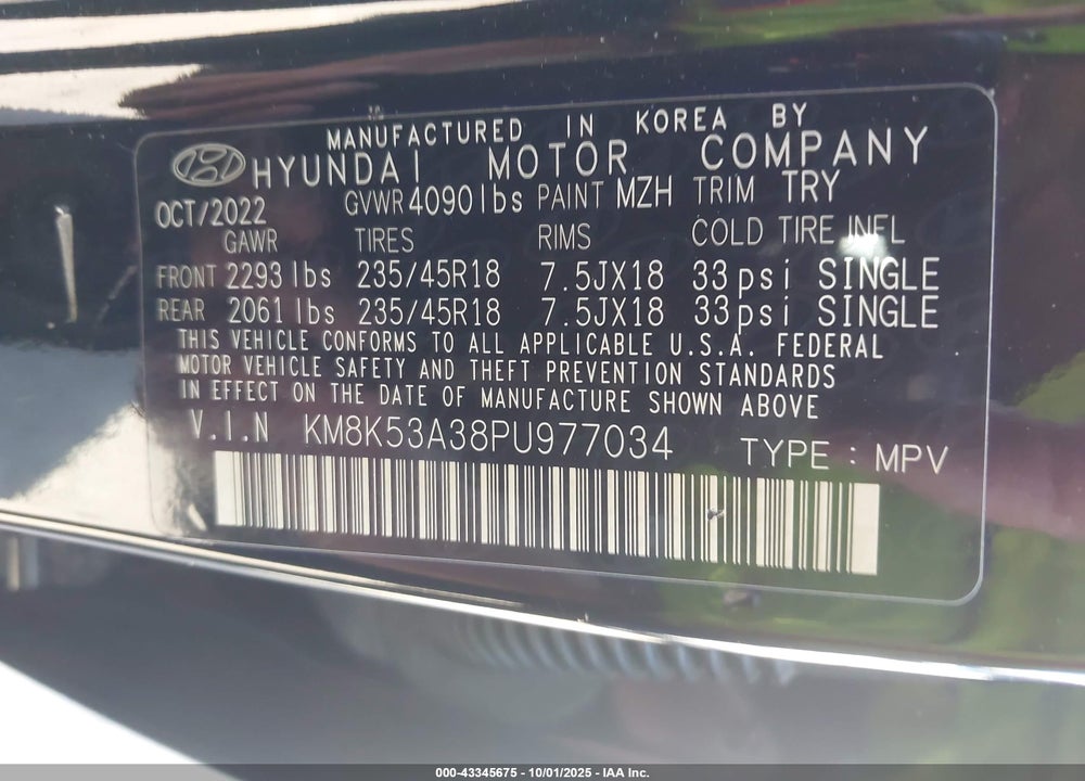 2023 HYUNDAI KONA LIMITED VIN: KM8K53A38PU977034