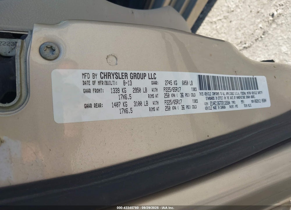 2014 CHRYSLER TOWN & COUNTRY TOURING VIN: 2C4RC1BG7ER132684