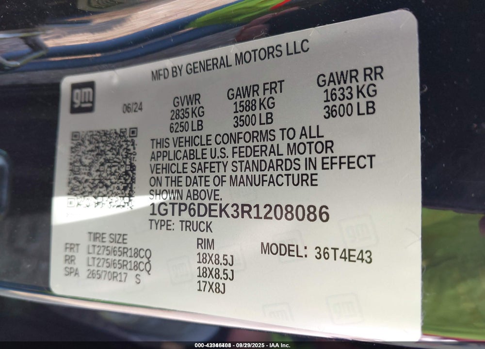 2024 GMC CANYON VIN: 1GTP6DEK3R1208086