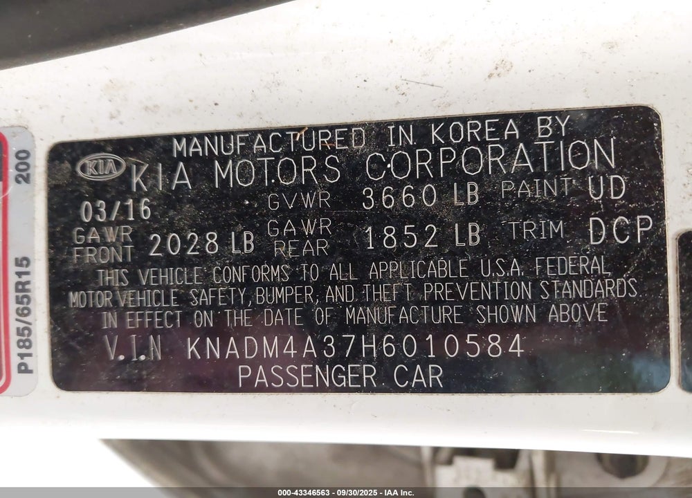 2017 KIA RIO LX VIN: KNADM4A37H6010584