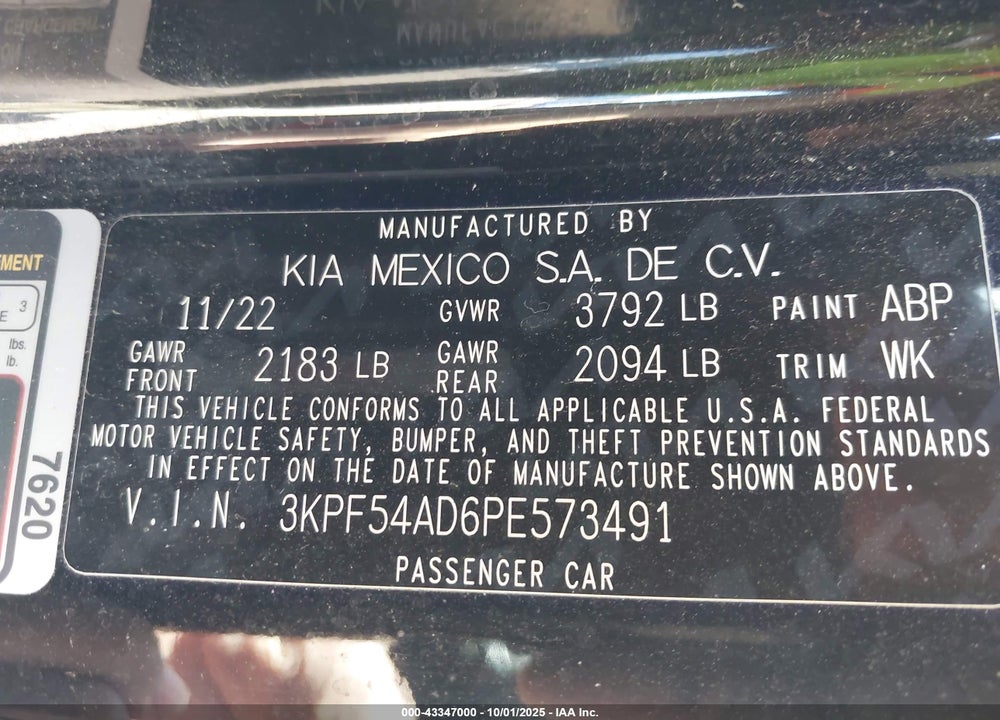 2023 KIA FORTE GT LINE VIN: 3KPF54AD6PE573491