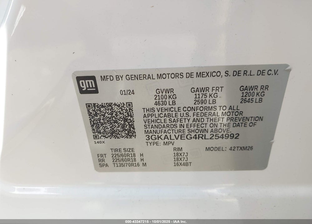 2024 GMC TERRAIN AWD SLT VIN: 3GKALVEG4RL254992