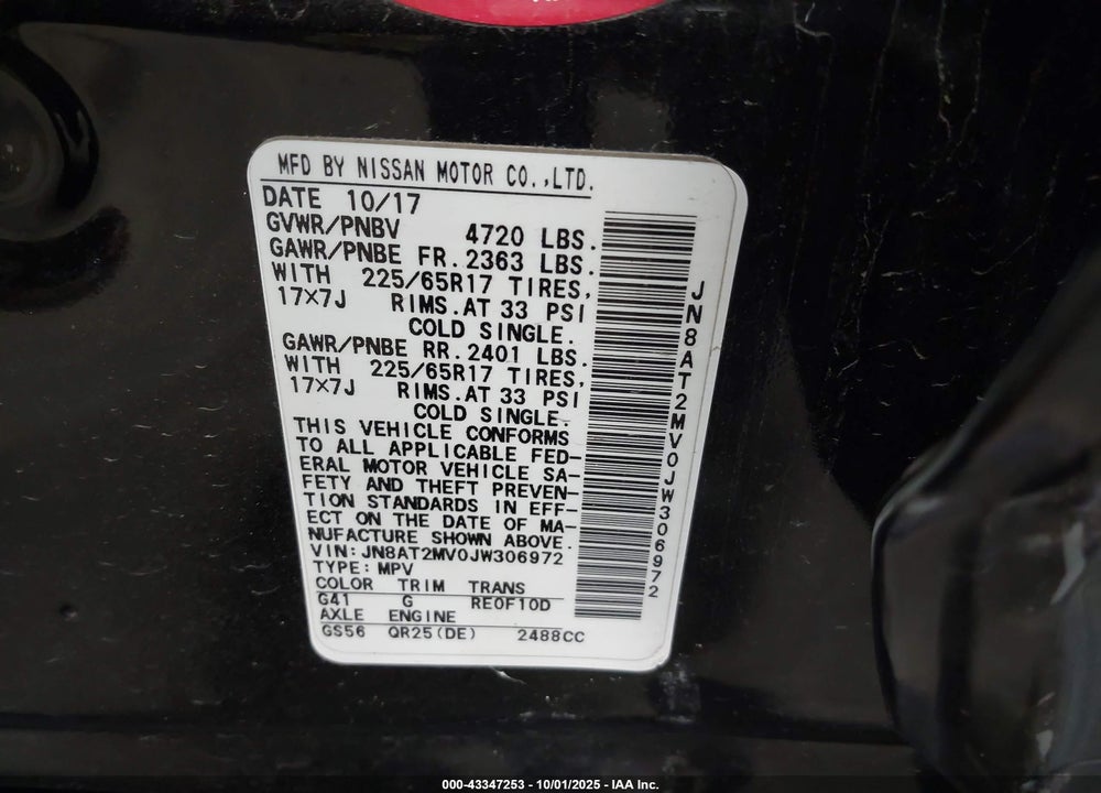 2018 NISSAN ROGUE VIN: JN8AT2MV0JW306972