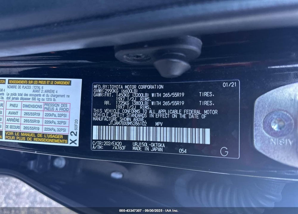 2021 LEXUS GX VIN: JTJAM7BX8M5286102
