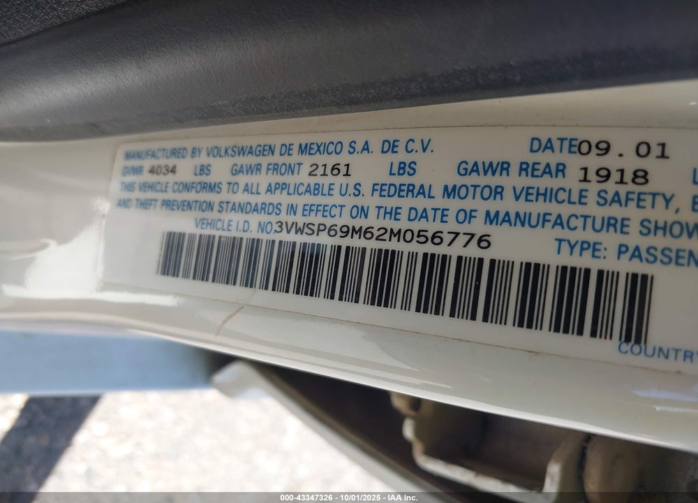 2002 VOLKSWAGEN JETTA GLS TDI VIN: 3VWSP69M62M056776