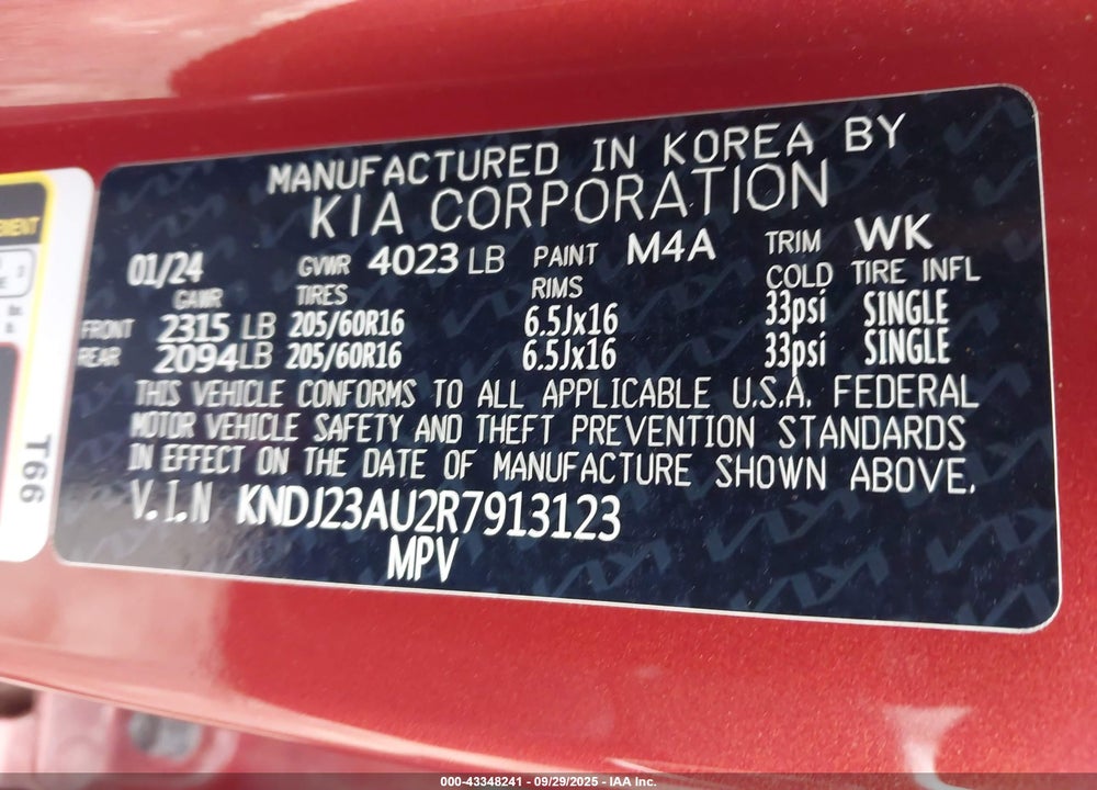 2024 KIA SOUL VIN: KNDJ23AU2R7913123