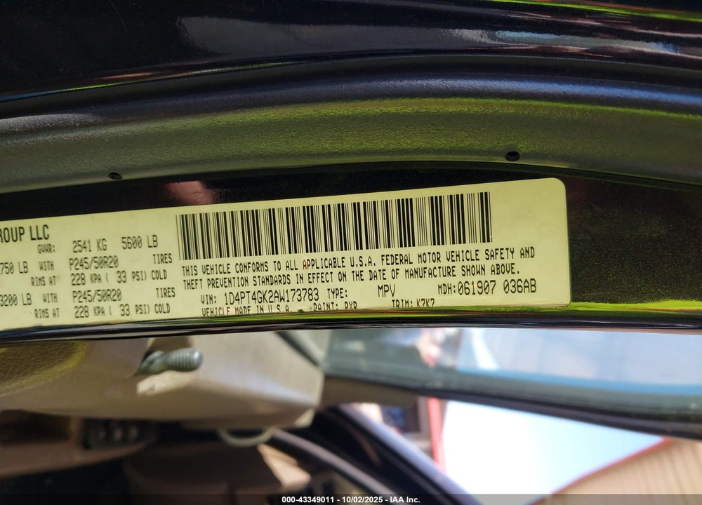 2010 DODGE NITRO VIN: 1D4PT4GK2AW173783