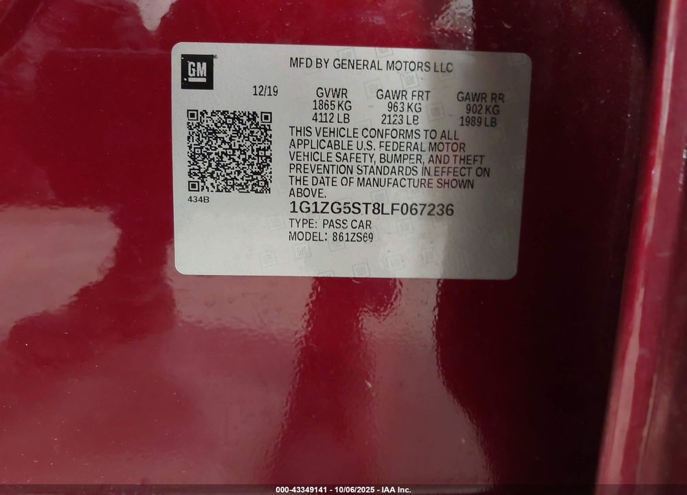 2020 CHEVROLET MALIBU FWD RS VIN: 1G1ZG5ST8LF067236