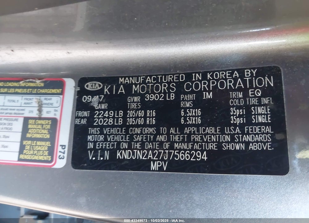2018 KIA SOUL VIN: KNDJN2A27J7566294