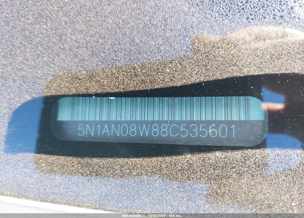 2008 NISSAN XTERRA S VIN: 5N1AN08W88C535601