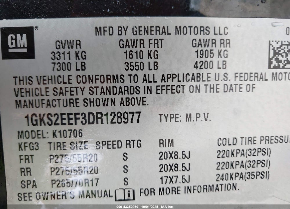 2013 GMC YUKON VIN: 1GKS2EEF3DR128977
