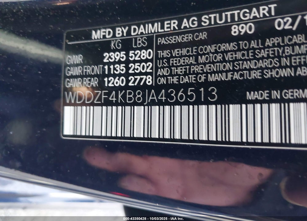 2018 MERCEDES-BENZ E 300 4MATIC VIN: WDDZF4KB8JA436513