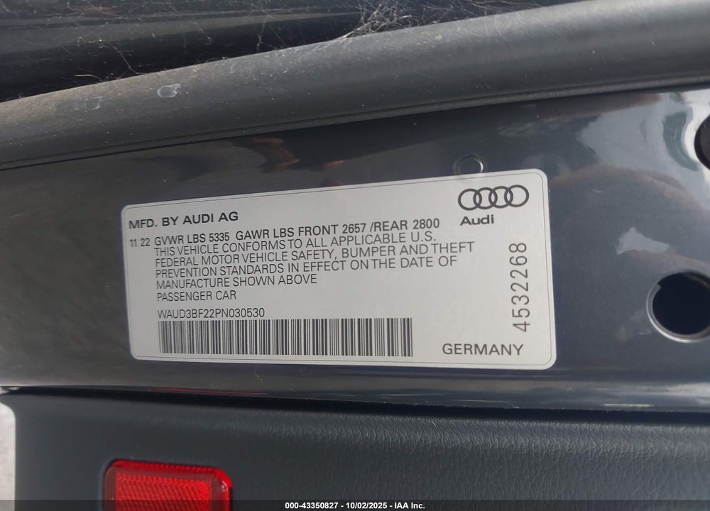 2023 AUDI A6 VIN: WAUD3BF22PN030530