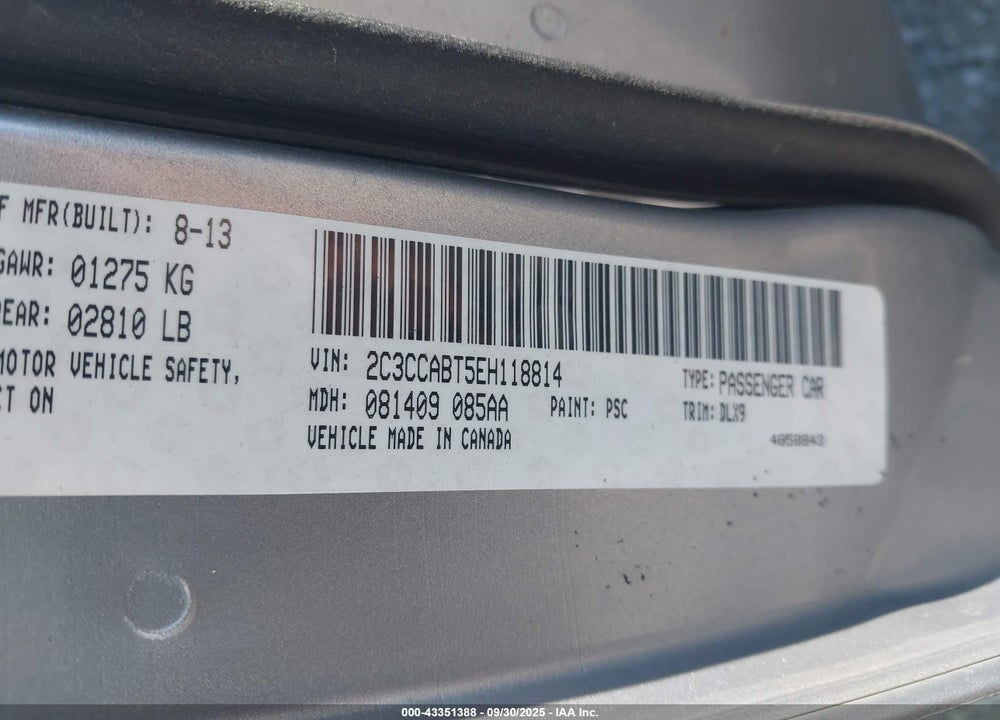 2014 CHRYSLER 300 VIN: 2C3CCABT5EH118814