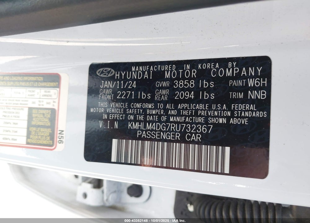 2024 HYUNDAI ELANTRA VIN: KMHLM4DG7RU732367
