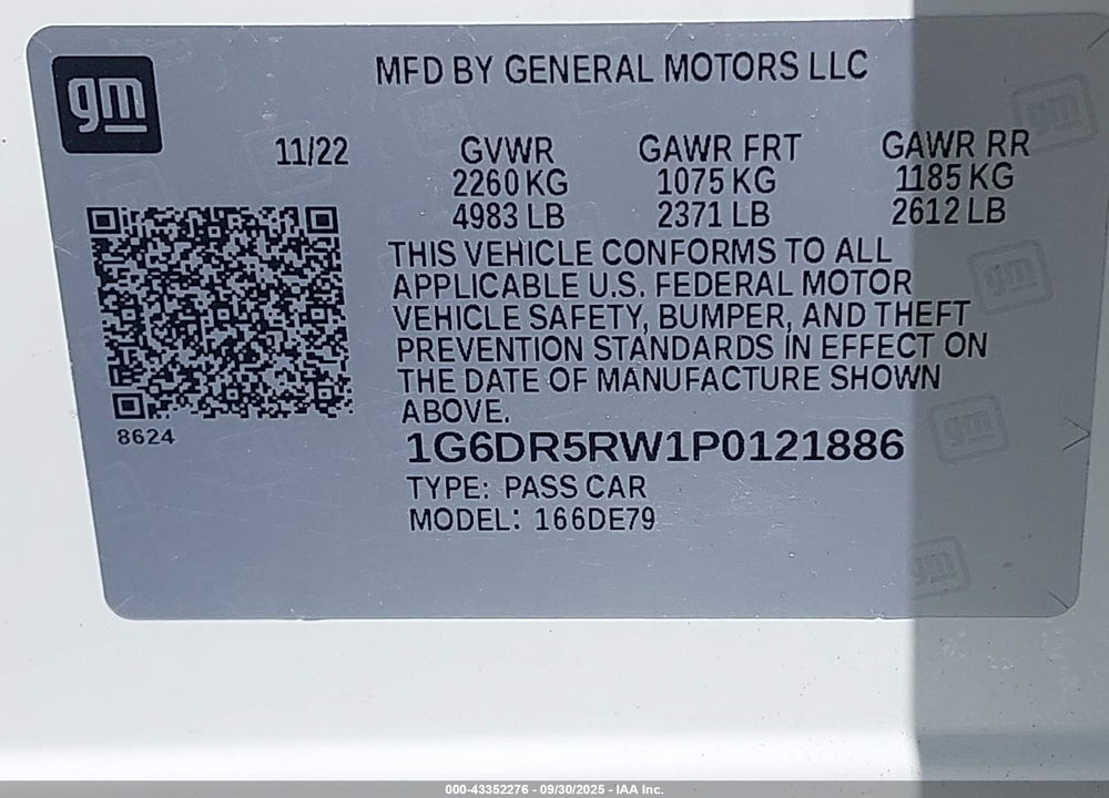 2023 CADILLAC CT5-V V-SERIES VIN: 1G6DR5RW1P0121886