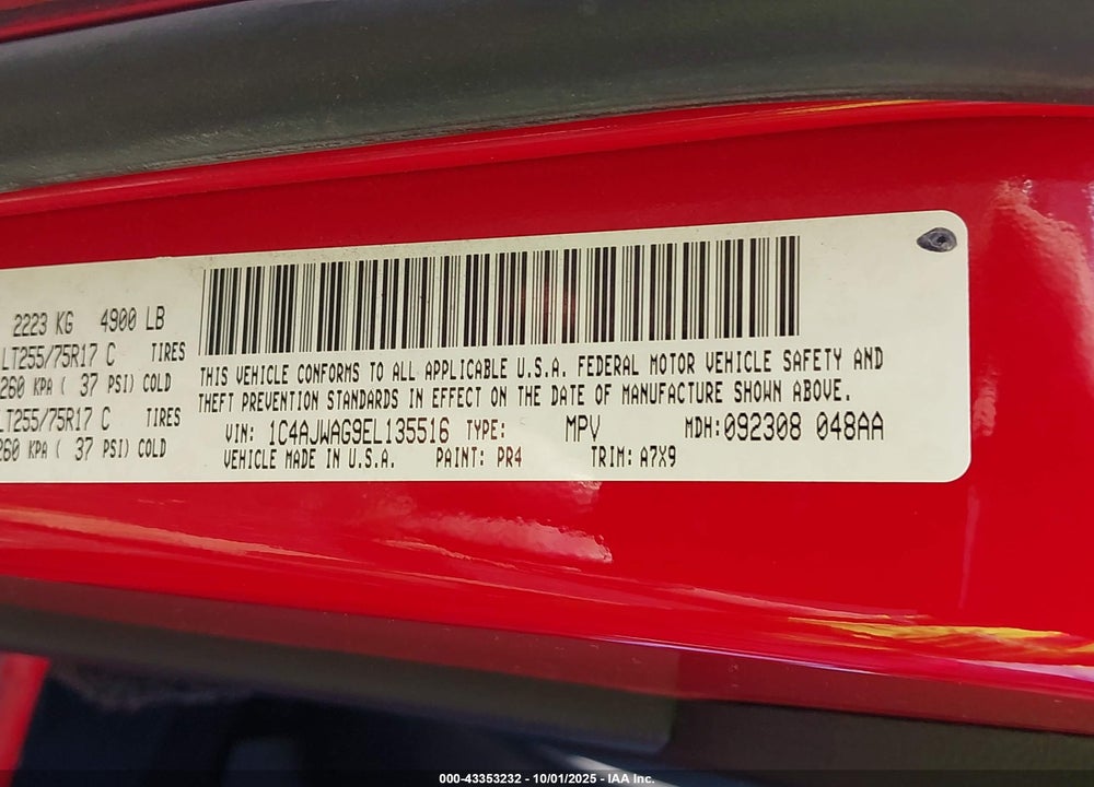 2014 JEEP WRANGLER / VIN: 1C4AJWAG9EL135516