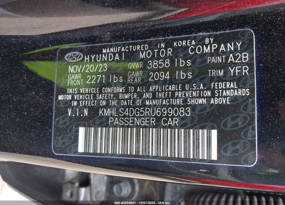 2024 HYUNDAI ELANTRA SEL VIN: KMHLS4DG5RU699083