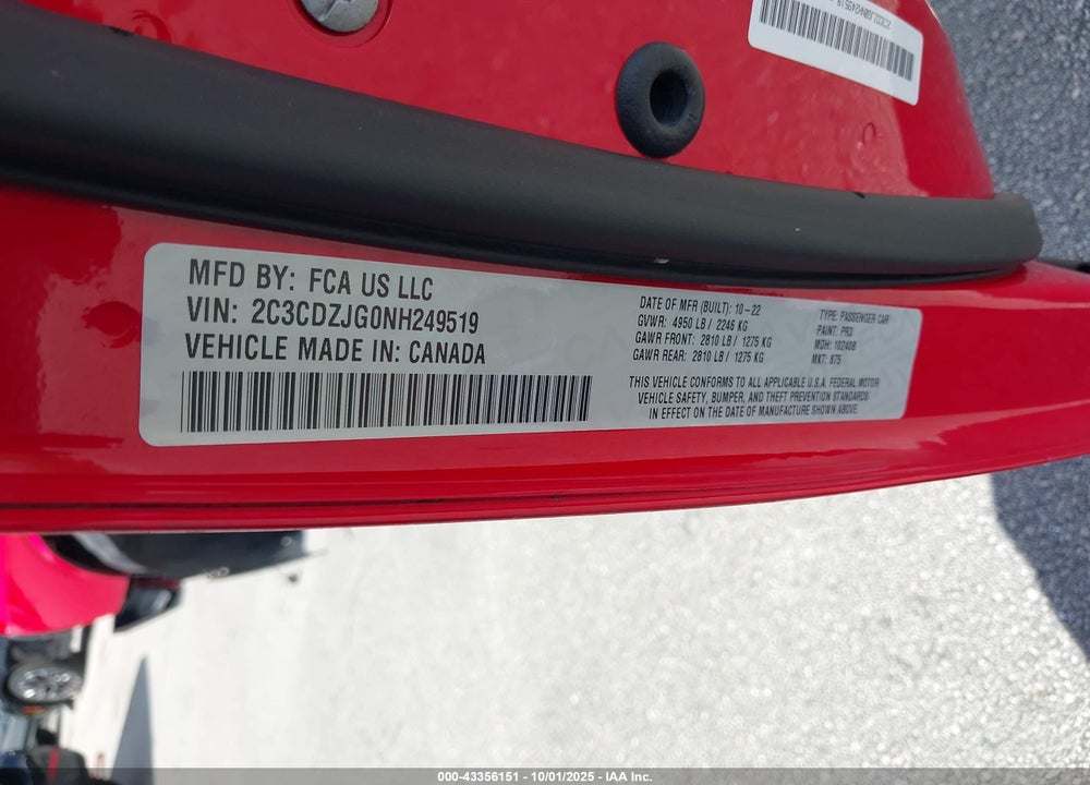 2022 DODGE CHALLENGER GT VIN: 2C3CDZJG0NH249519