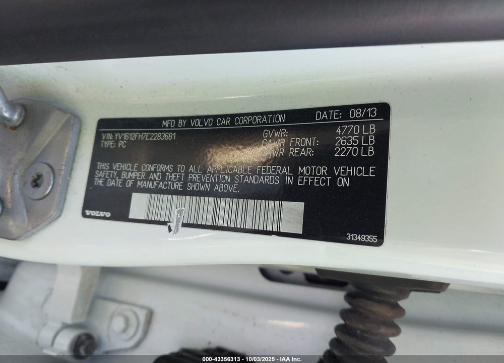2014 VOLVO S60 VIN: YV1612FH7E2283681