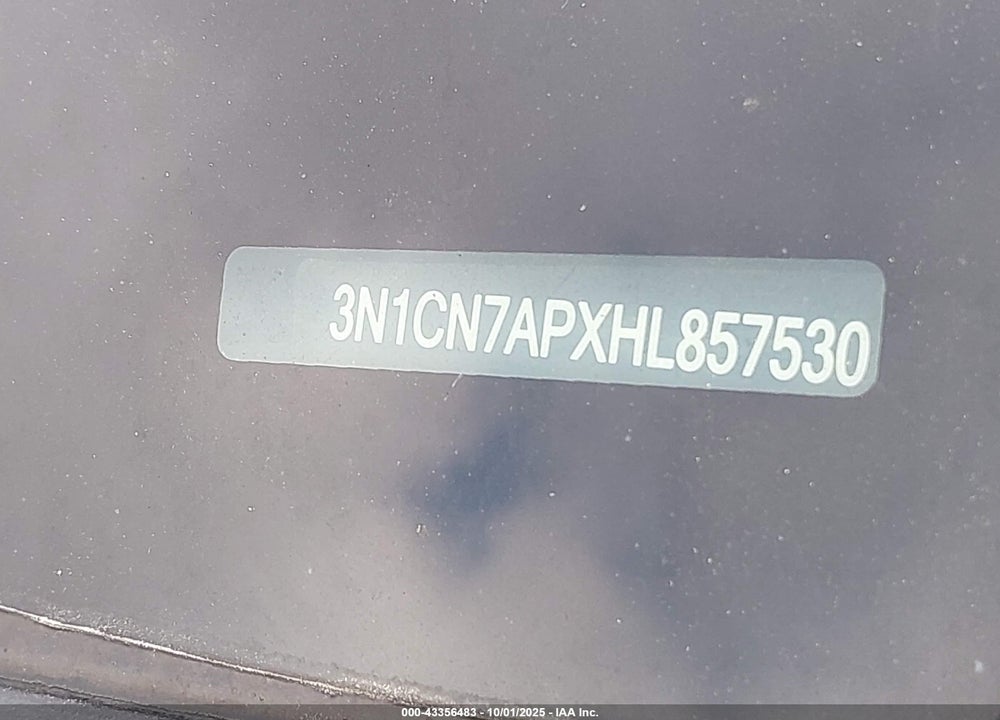 2017 NISSAN VERSA 1.6 S+ VIN: 3N1CN7APXHL857530