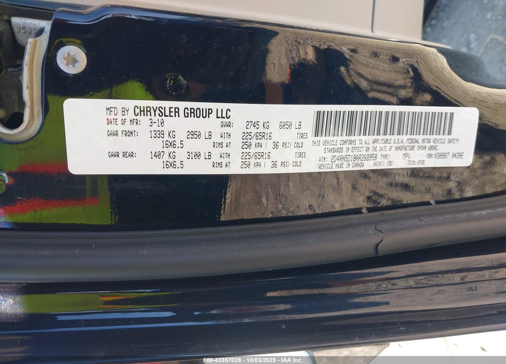 2010 DODGE GRAND CARAVAN SXT VIN: 2D4RN5D18AR268958