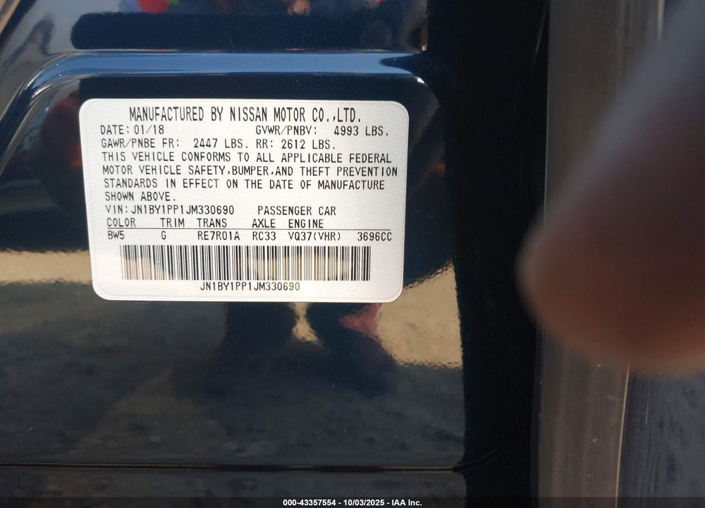 2018 INFINITI Q70L 3.7 LUXE VIN: JN1BY1PP1JM330690
