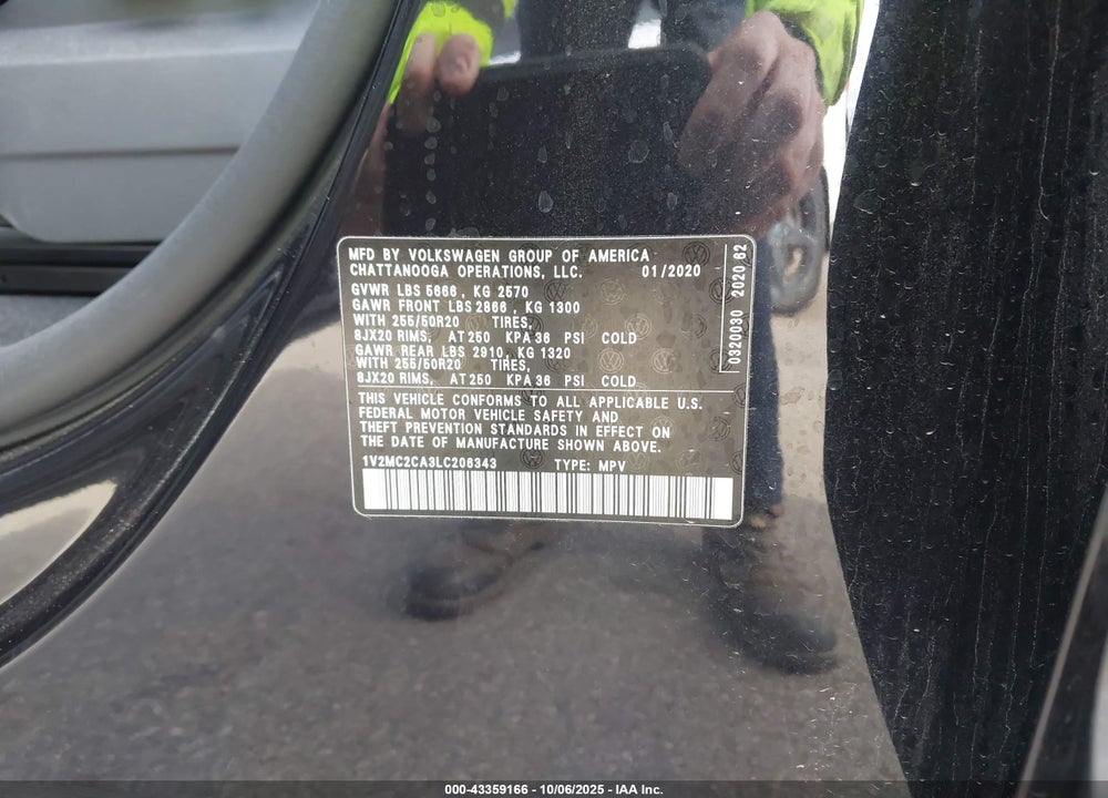 2020 VOLKSWAGEN ATLAS CROSS SPORT VIN: 1V2MC2CA3LC206343