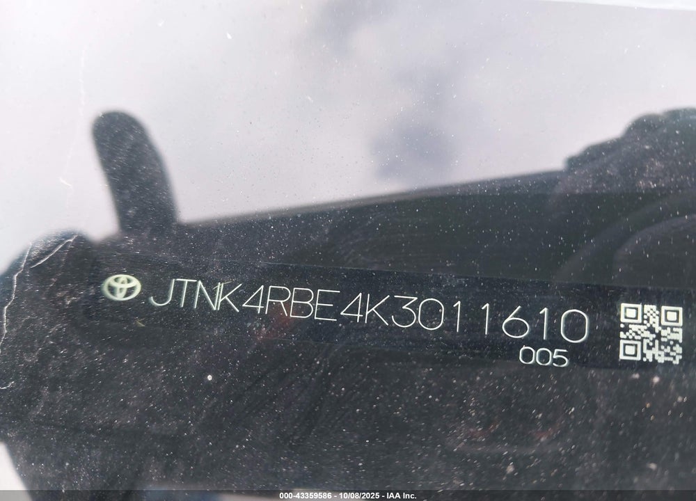 2019 TOYOTA COROLLA XSE VIN: JTNK4RBE4K3011610