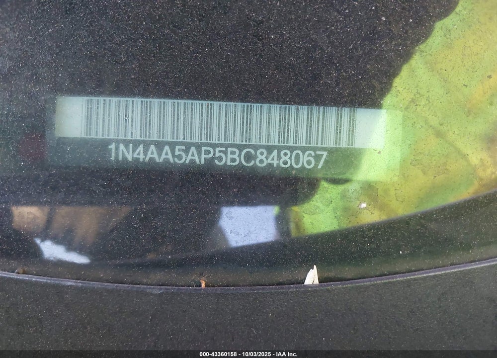 2011 NISSAN MAXIMA VIN: 1N4AA5AP5BC848067