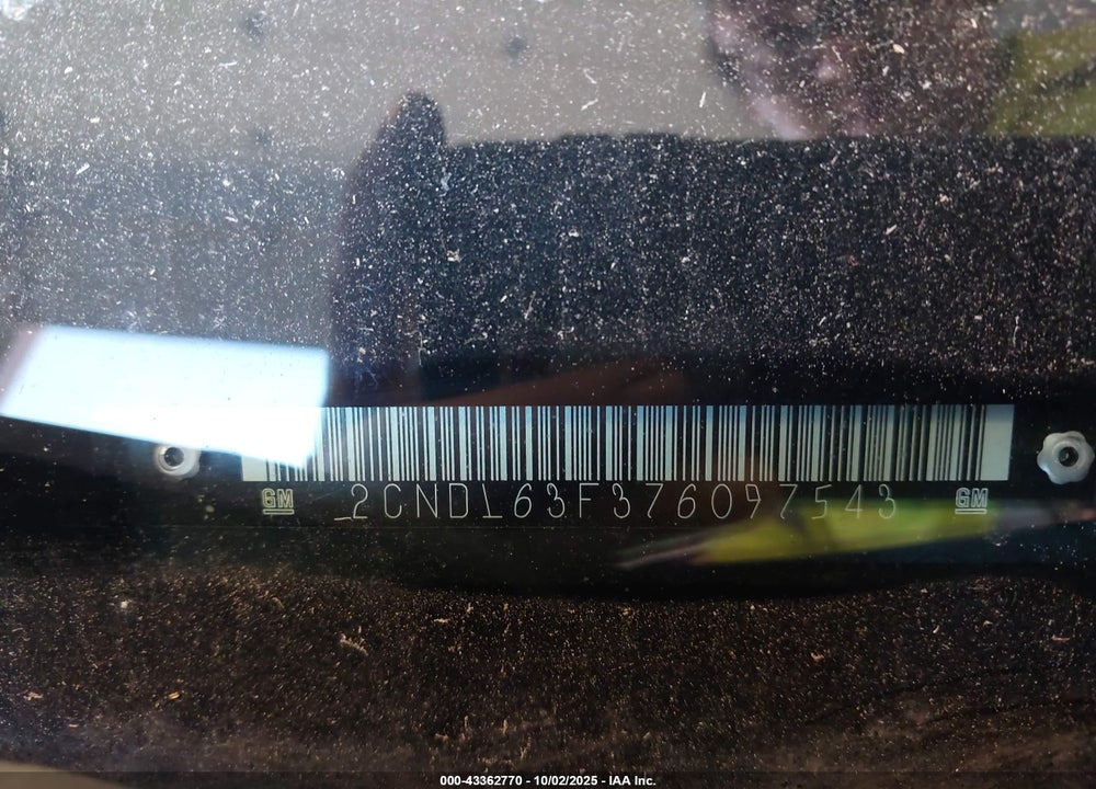 2007 CHEVROLET EQUINOX VIN: 2CNDL63F376097543