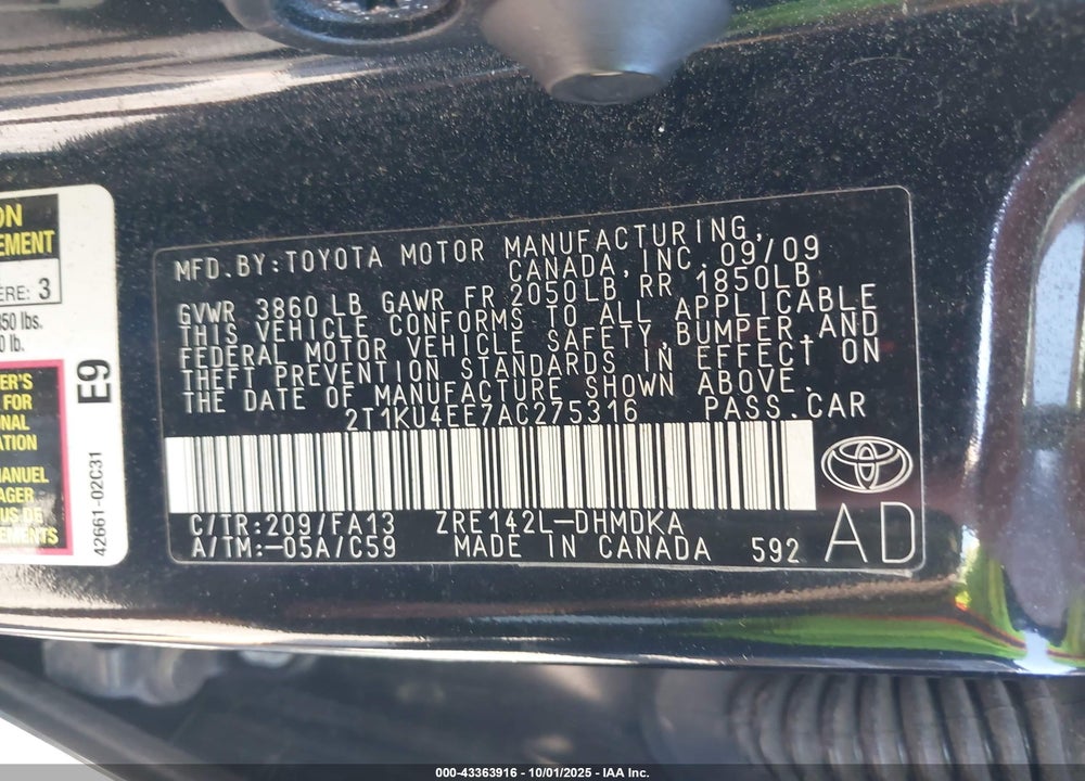 2010 TOYOTA MATRIX VIN: 2T1KU4EE7AC275316
