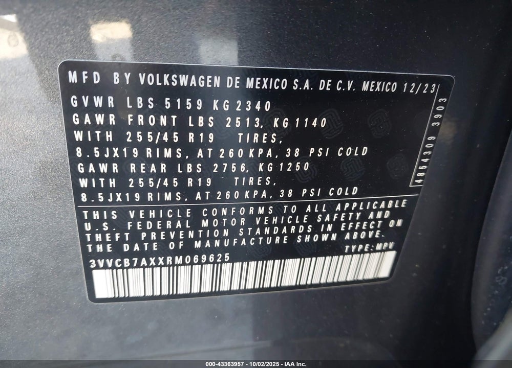 2024 VOLKSWAGEN TIGUAN 2.0T SE R-LINE BLACK VIN: 3VVCB7AXXRM069625